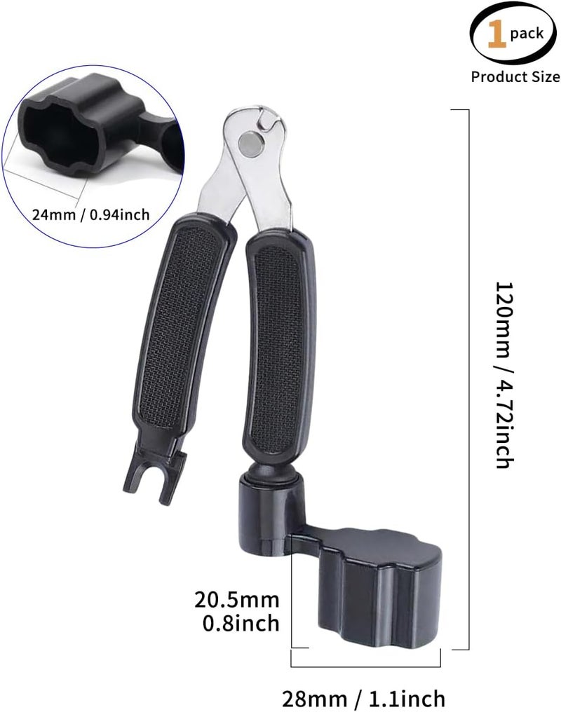 luvilly3 in 1 Black Professional Guitar String Winder Tool, Guitar String tool, Functional Bridge Pin Puller for Guitars Maintenance/Musicians - Image 2